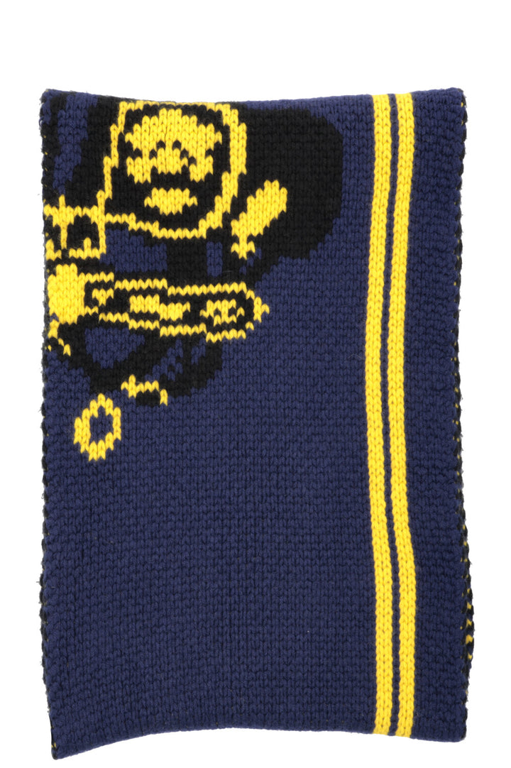 HERMÈS Chunky Knit Scarf Cashmere Navy Yellow