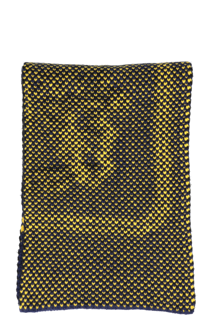HERMÈS Chunky Knit Scarf Cashmere Navy Yellow