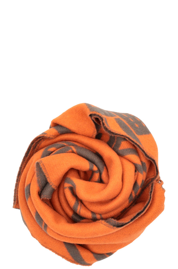 HERMÈS Sangles En Zig Zag Fringed Scarf Cashmere Orange Etoupe