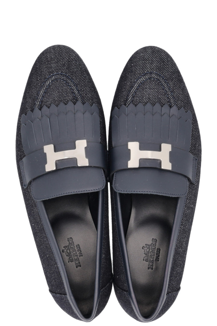 HERMÈS Royal Fringed Loafer Denim Navy