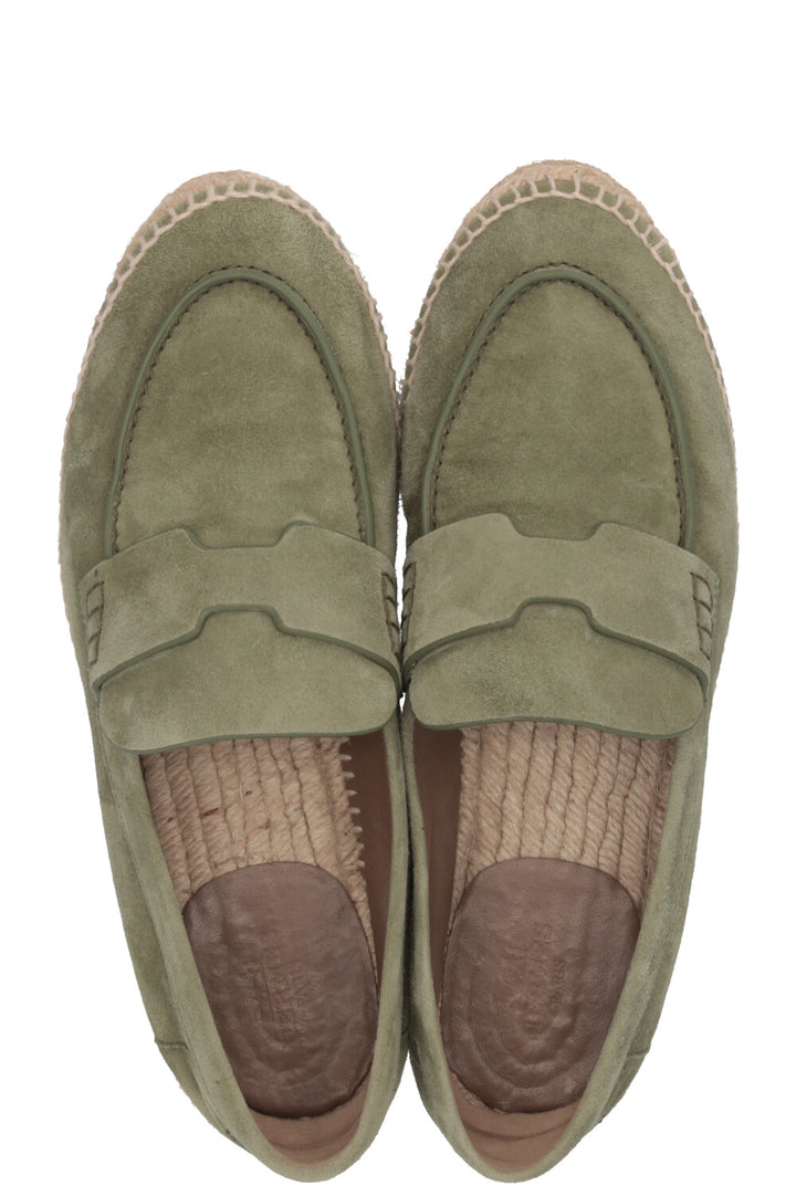 HERMÈS Espadrilles Trip Daim Vert Sauge