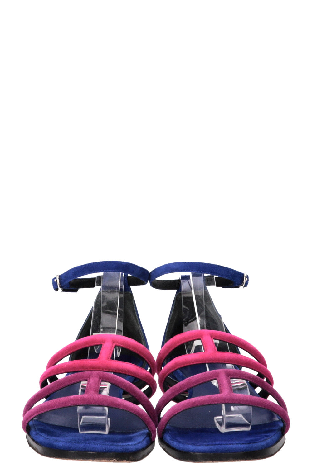 HERMÈS Graziella Sandals Suede Blue Pink