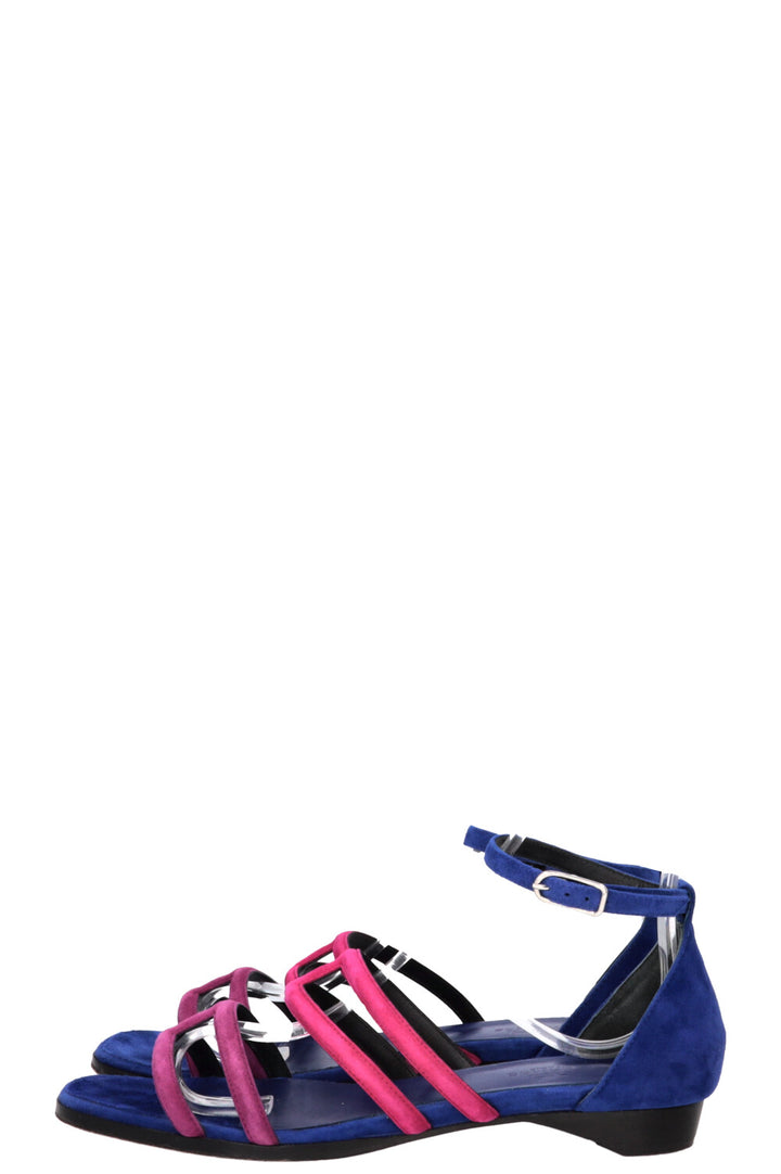 HERMÈS Graziella Sandals Suede Blue Pink