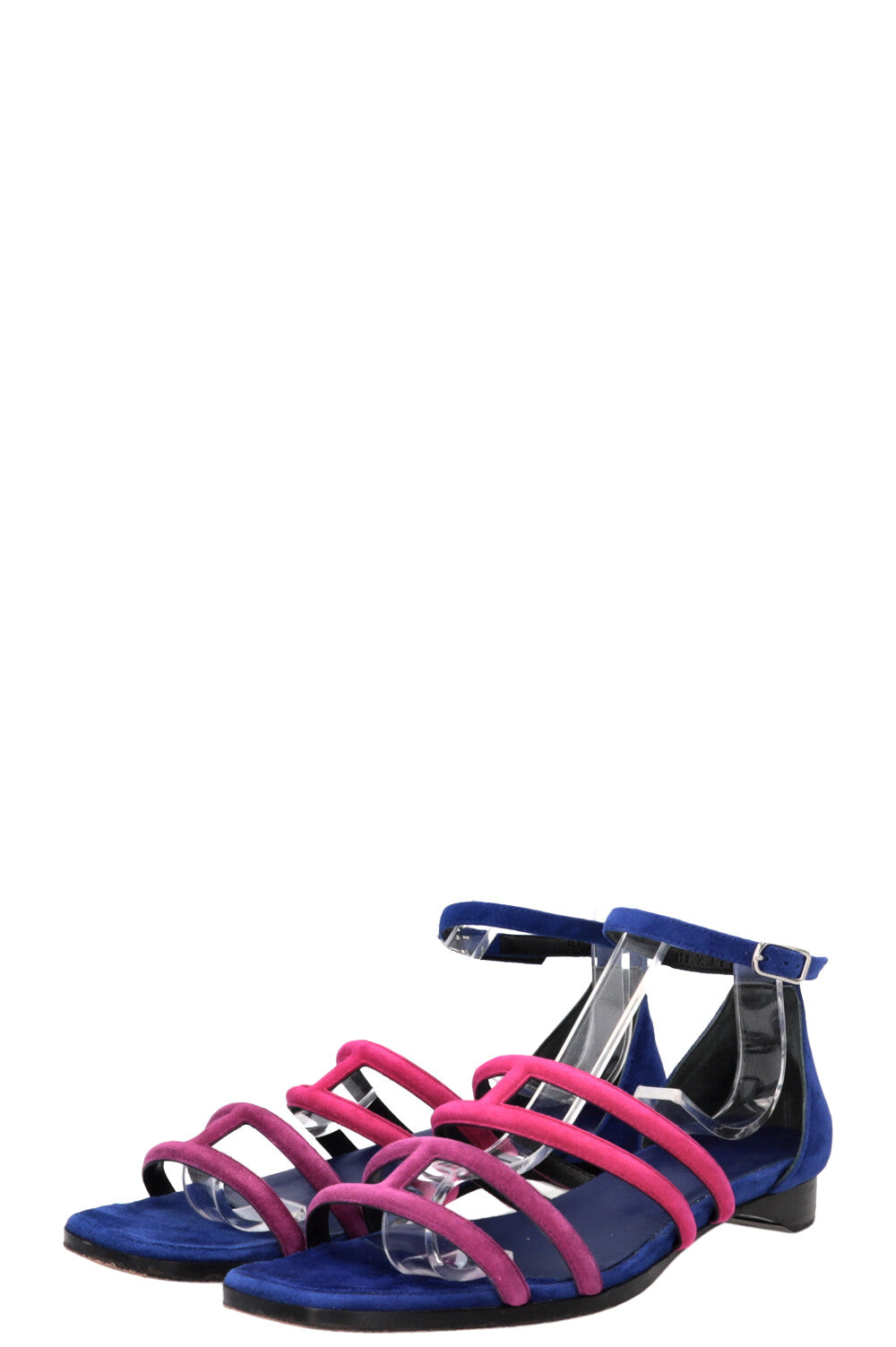 HERMÈS Graziella Sandals Suede Blue Pink