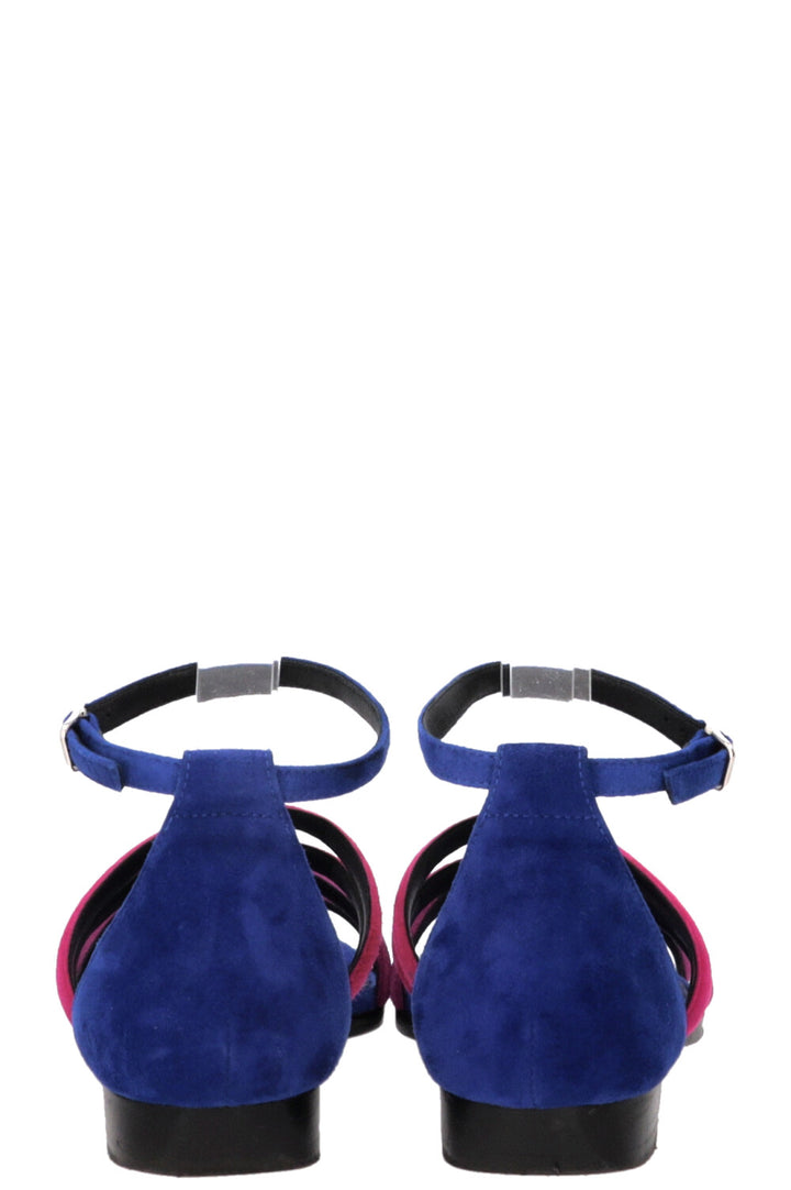 HERMÈS Graziella Sandals Suede Blue Pink