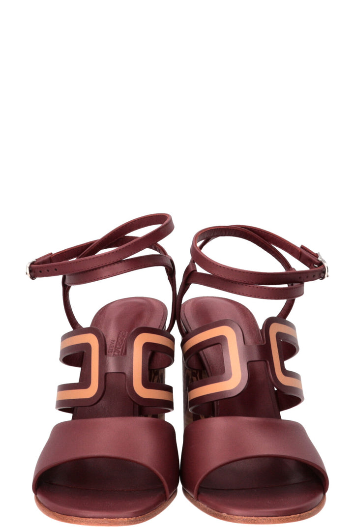 HERMÈS Klara 100 Wedges Leather Burgundy