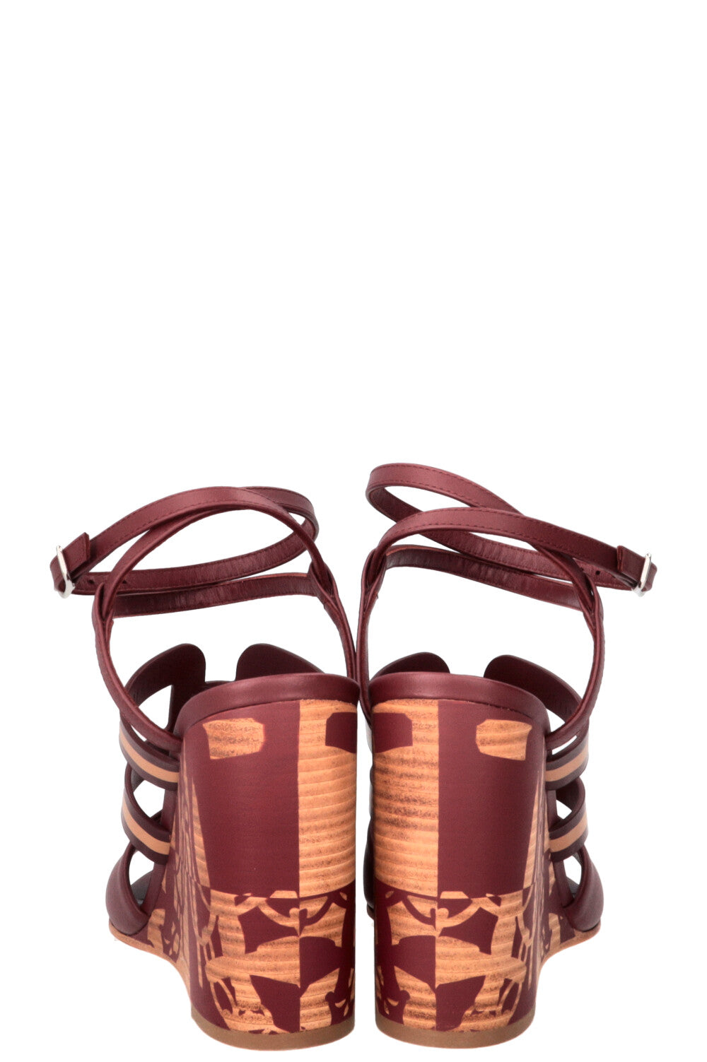 HERMÈS Klara 100 Wedges Leather Burgundy