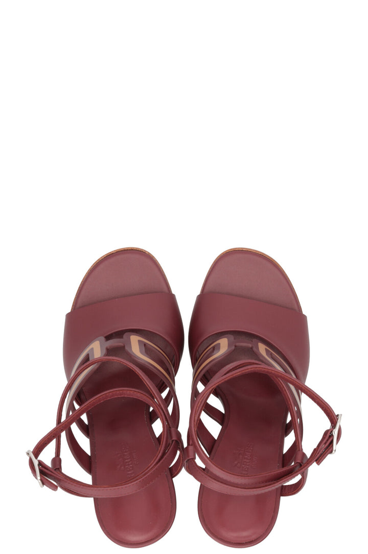 HERMÈS Klara 100 Wedges Leather Burgundy