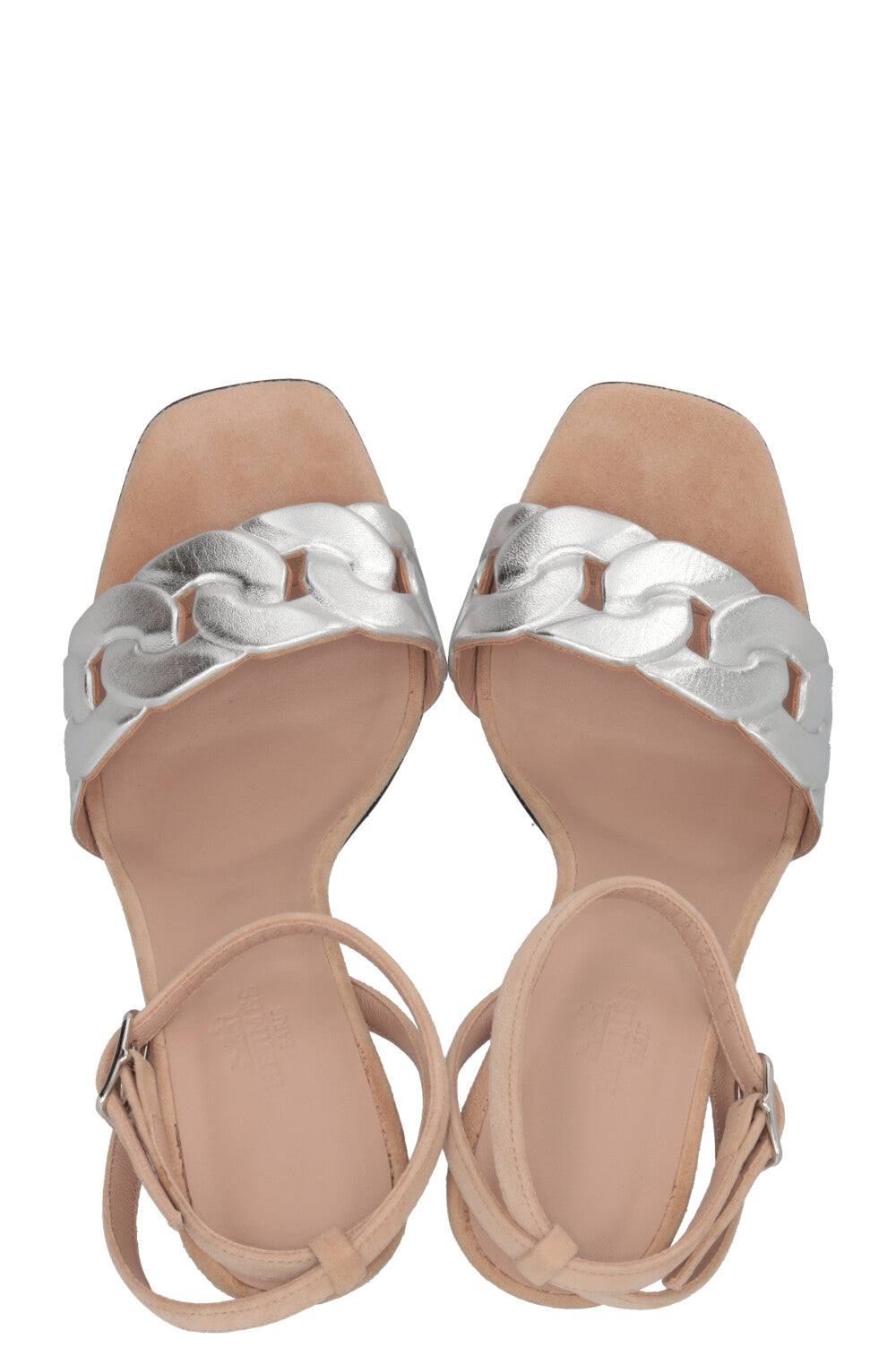 HERMÈS Gala 105 Sandals Leather Suede Silver