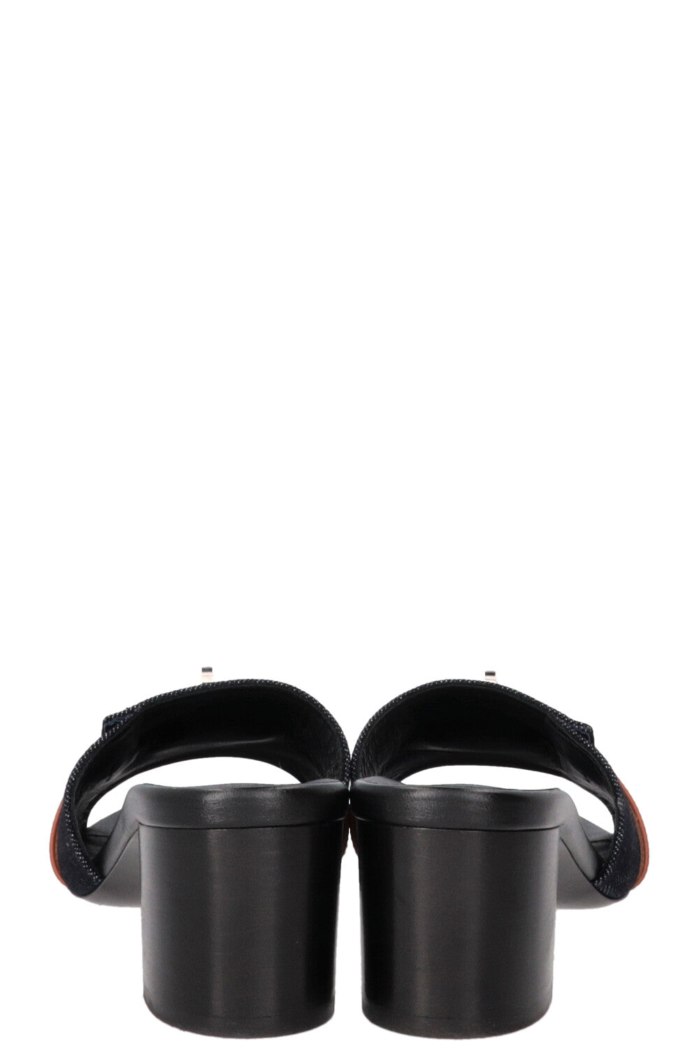 HERMÈS Gigi 50 Mules Denim Cuir Bleu