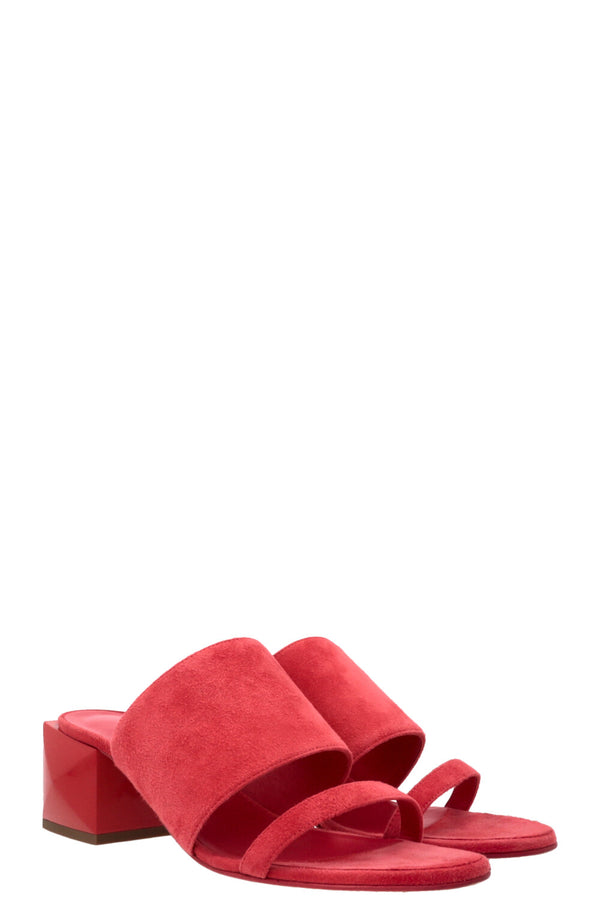 HERMÉS Mules Cornelia Daim Rouge Corazon