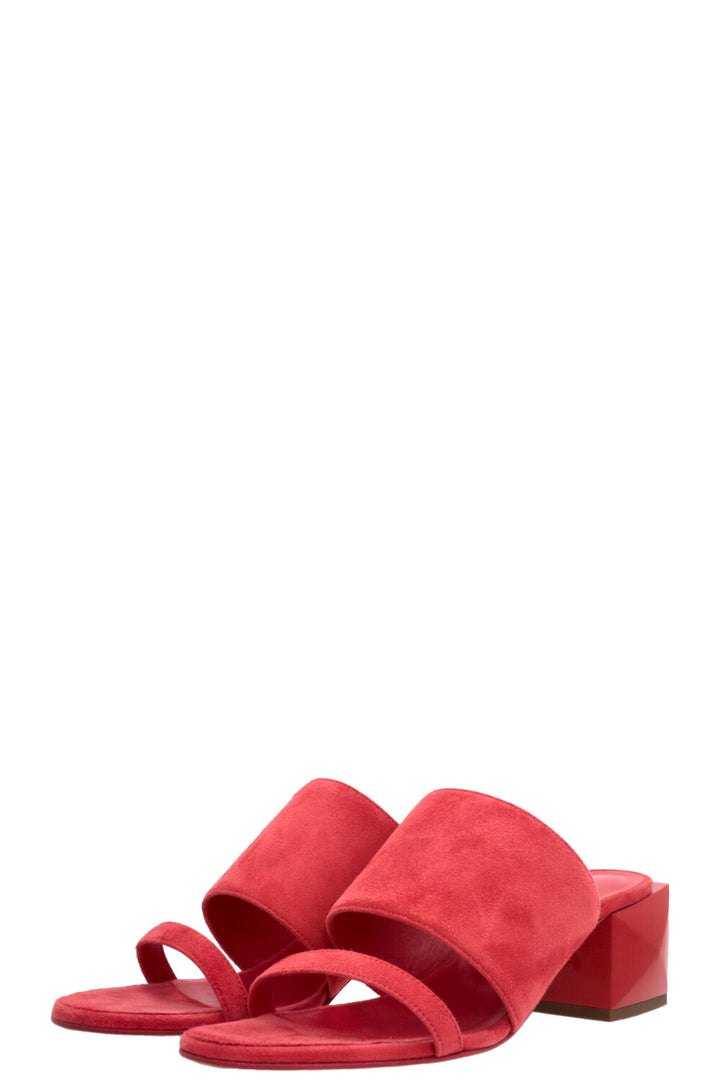 HERMÉS Mules Cornelia Daim Rouge Corazon