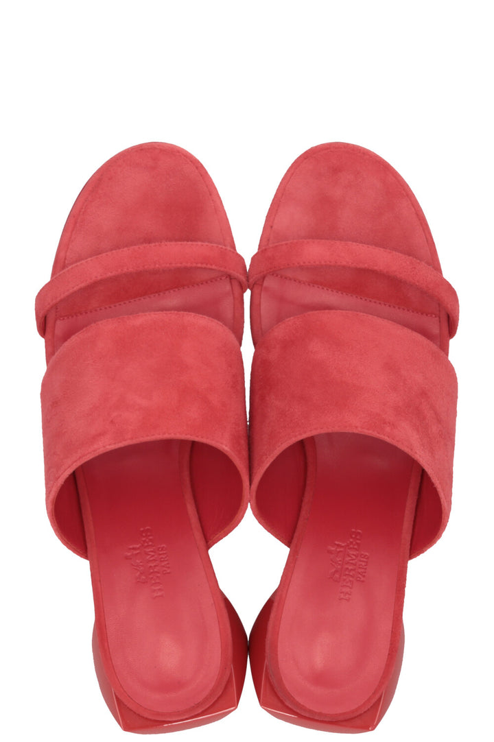 HERMÉS Mules Cornelia Daim Rouge Corazon