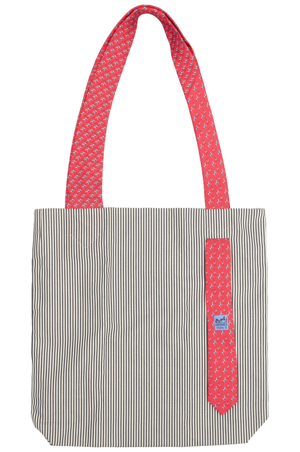 Sac cabas HERMÈS Petite H à nouer en coton rayé