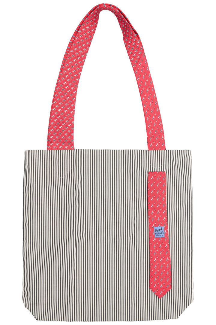 HERMÈS Petite H Tie Tote Bag Striped Cotton