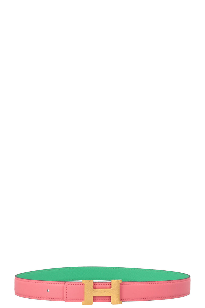 HERMÈS Constance Mini Martelée 24 Ceinture Rose Confetti Menthe