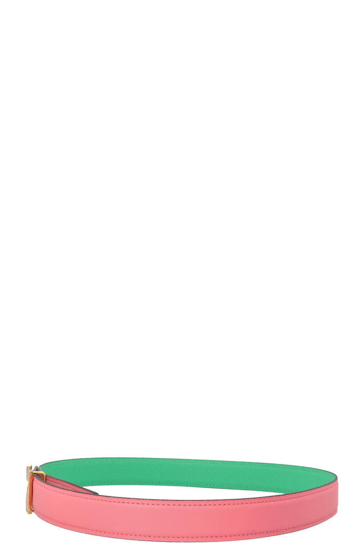 HERMÈS Constance Mini Martelée 24 Ceinture Rose Confetti Menthe