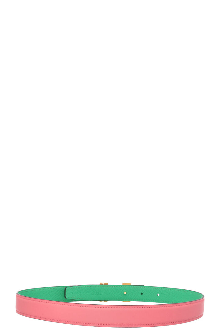HERMÈS Constance Mini Martelée 24 Ceinture Rose Confetti Menthe