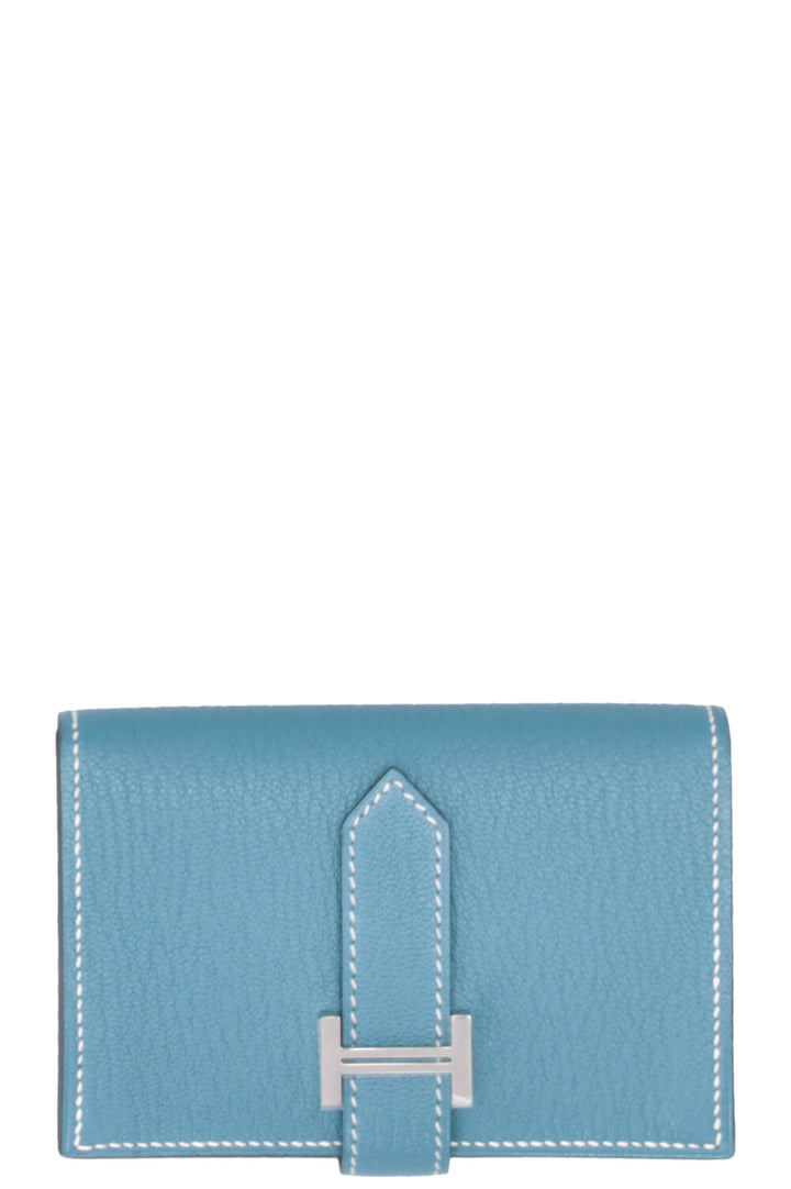 HERMÈS Bearn Compact Wallet Epsom Blue