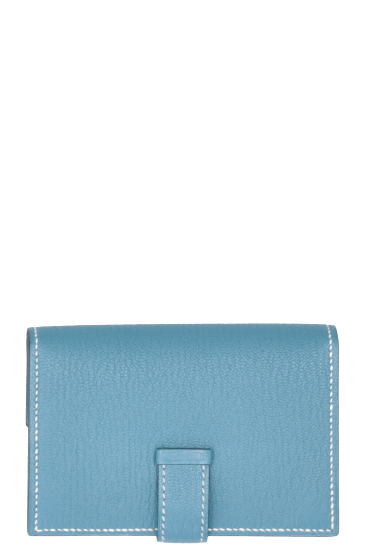 HERMÈS Bearn Compact Wallet Epsom Blue