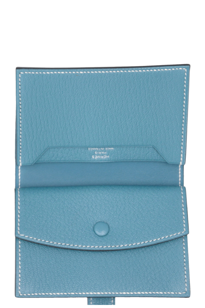 HERMÈS Bearn Compact Wallet Epsom Blue