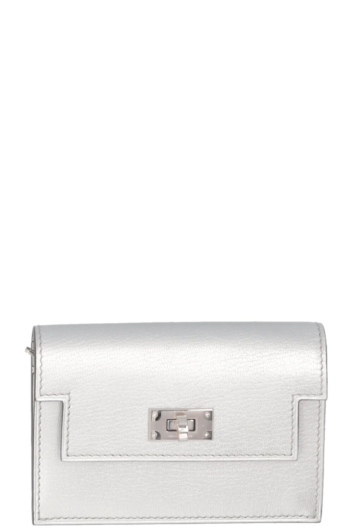 HERMÈS Kelly Pocket Slim Wallet Veau Madame Silver