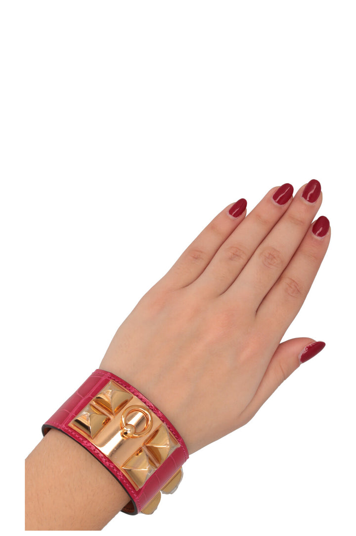 HERMÈS CDC Bracelet Alligator Mississippiensis Pink