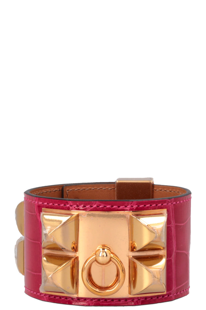 HERMÈS CDC Bracelet Alligator Mississippiensis Pink
