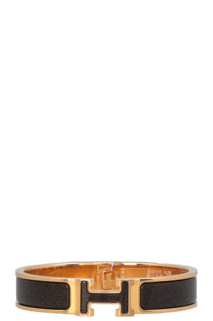 HERMÈS Clic H All Over Glitter Bracelet Gold PM
