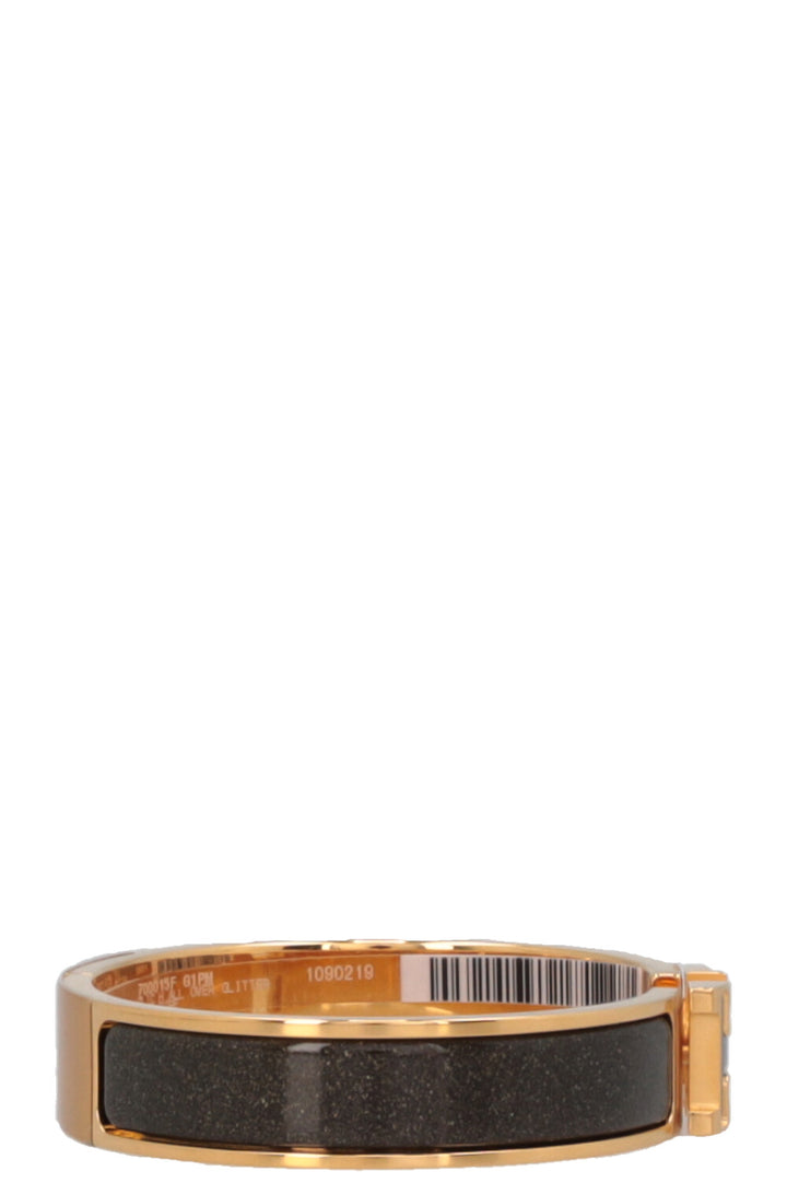 HERMÈS Clic H All Over Glitter Bracelet Gold PM