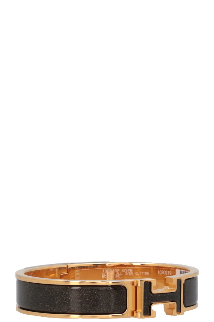 HERMÈS Clic H All Over Glitter Bracelet Gold PM