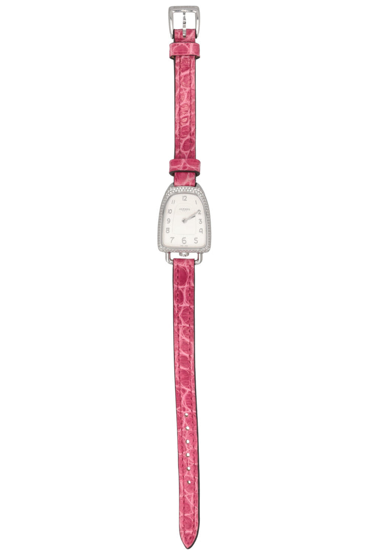 Montre HERMÈS Galop d'Hermès Moyenne Alligator Rose