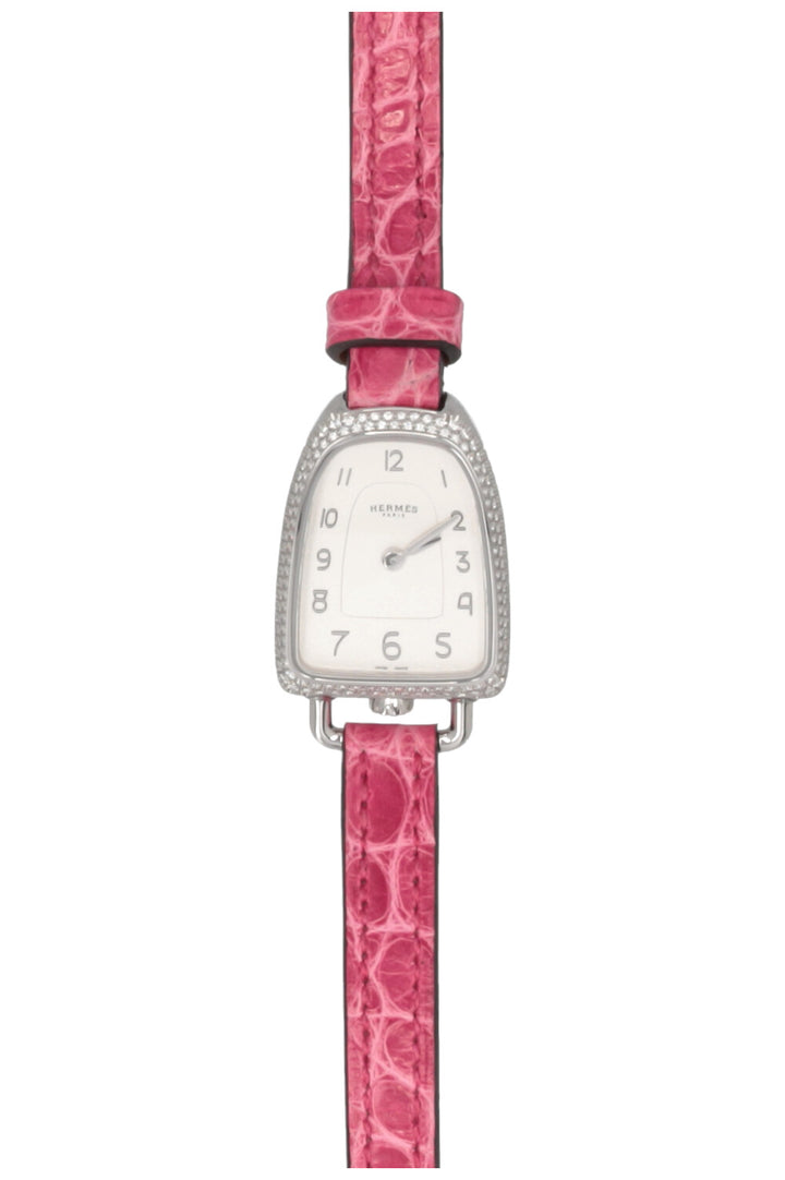 Montre HERMÈS Galop d'Hermès Moyenne Alligator Rose
