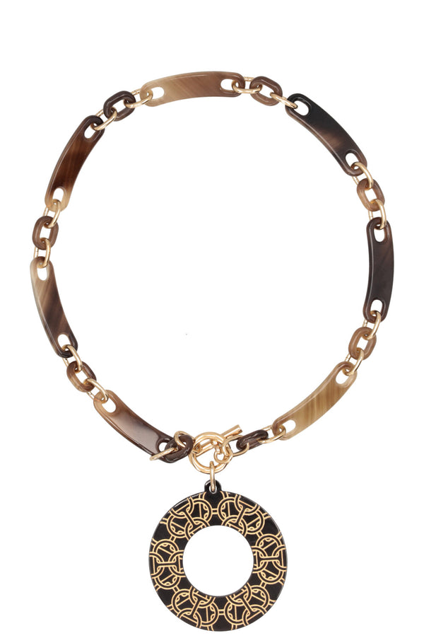 HERMÈS Chaine d'Ancre Pendant Necklace Horn