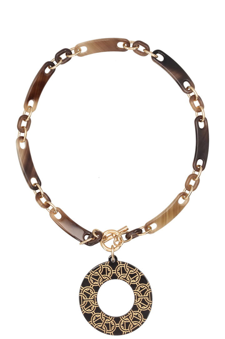 HERMÈS Chaine d'Ancre Pendant Necklace Horn