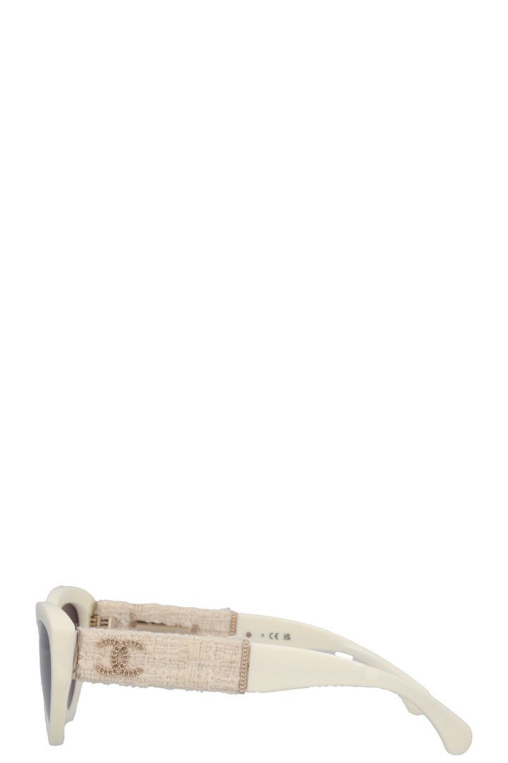 CHANEL CH5513 Tweed Sunglasses Ivory