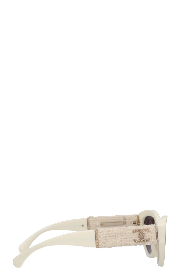 CHANEL CH5513 Tweed Sunglasses Ivory