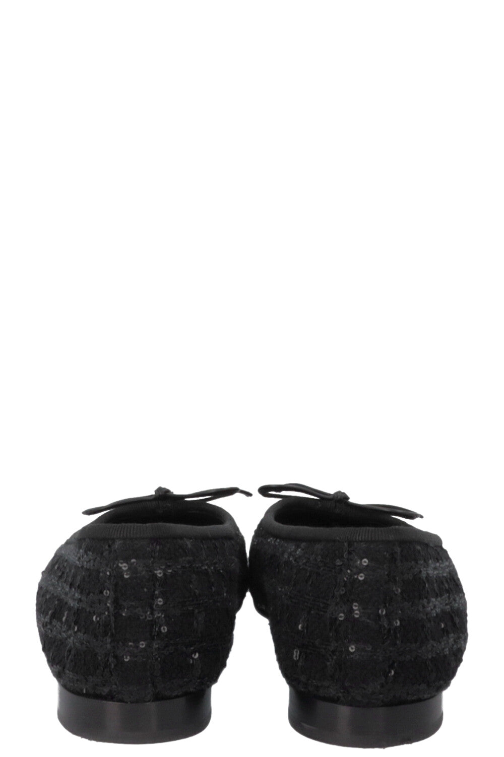 CHANEL Classic Ballet Flats Tweed Sequins Black