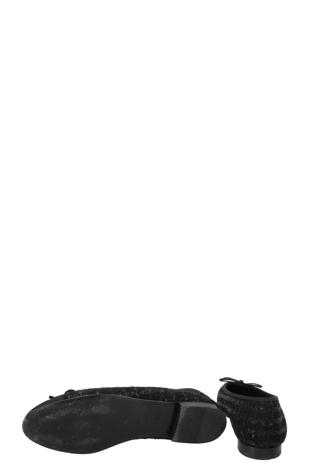 CHANEL Classic Ballet Flats Tweed Sequins Black