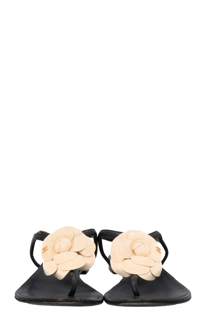 CHANEL Camellia Sandals Black