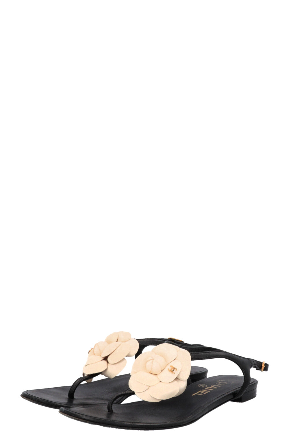 CHANEL Camellia Sandals Black