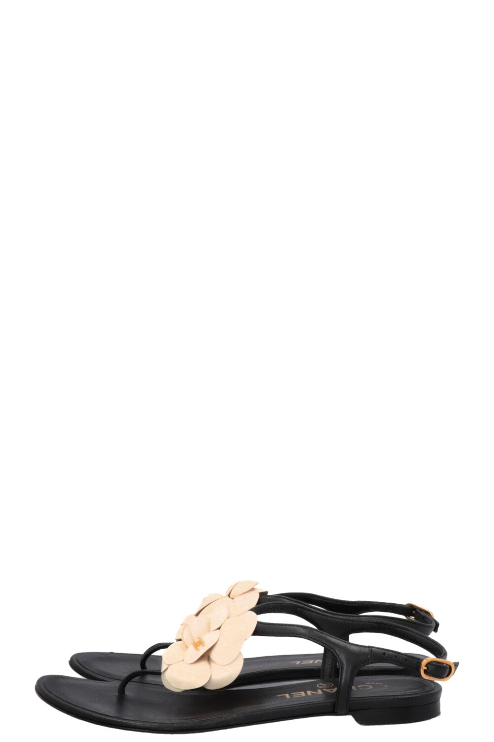 CHANEL Camellia Sandals Black