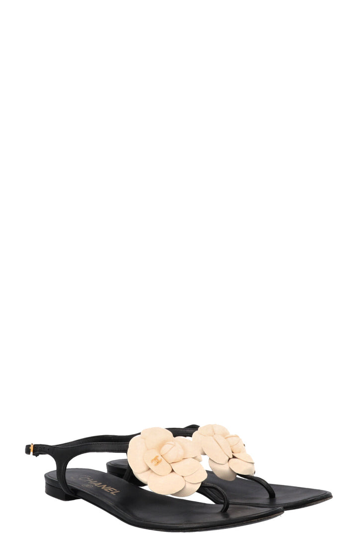 CHANEL Camellia Sandals Black