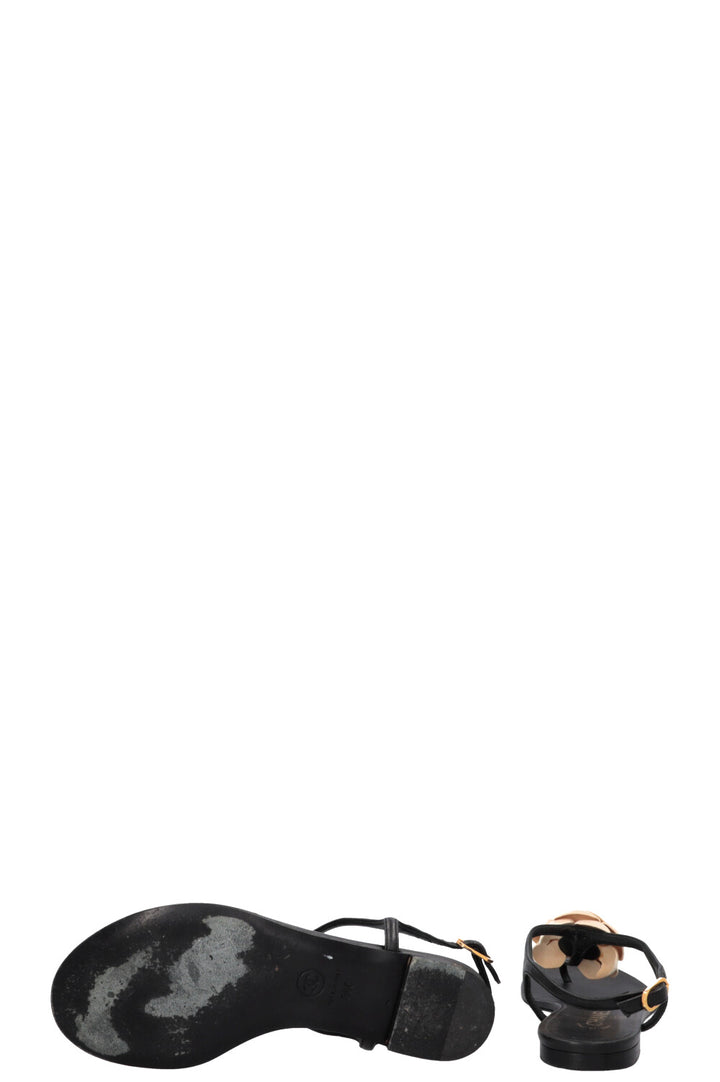 CHANEL Camellia Sandals Black