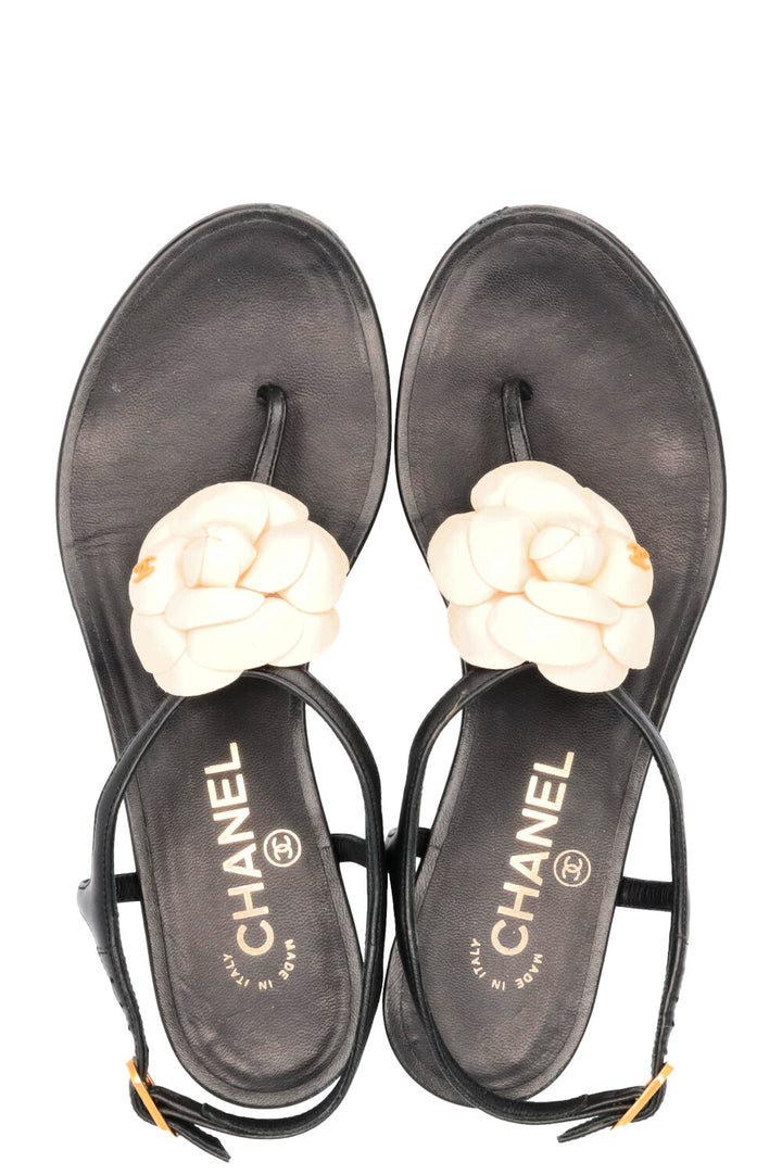 CHANEL Camellia Sandals Black