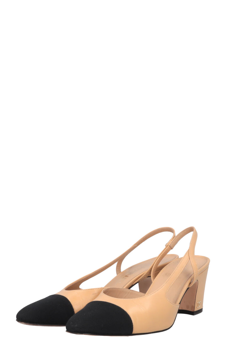 CHANEL Classic Slingback Heels Beige