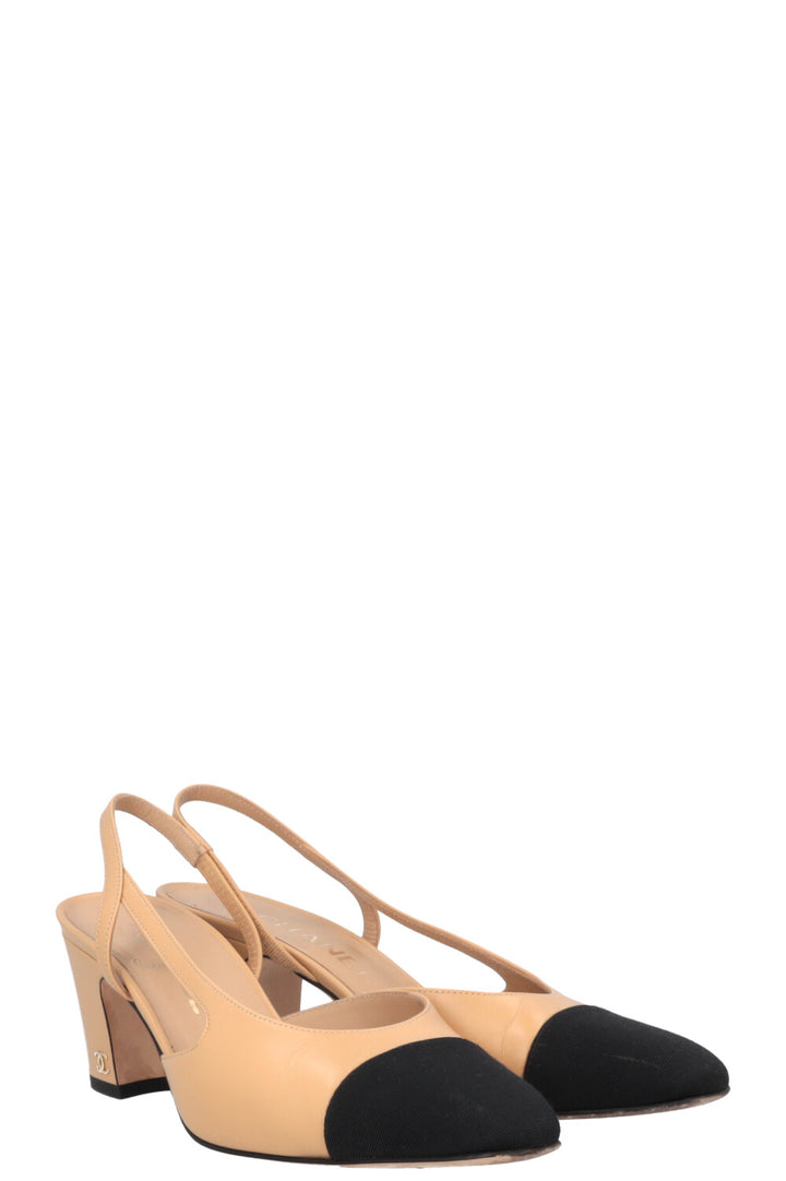 CHANEL Classic Slingback Heels Beige