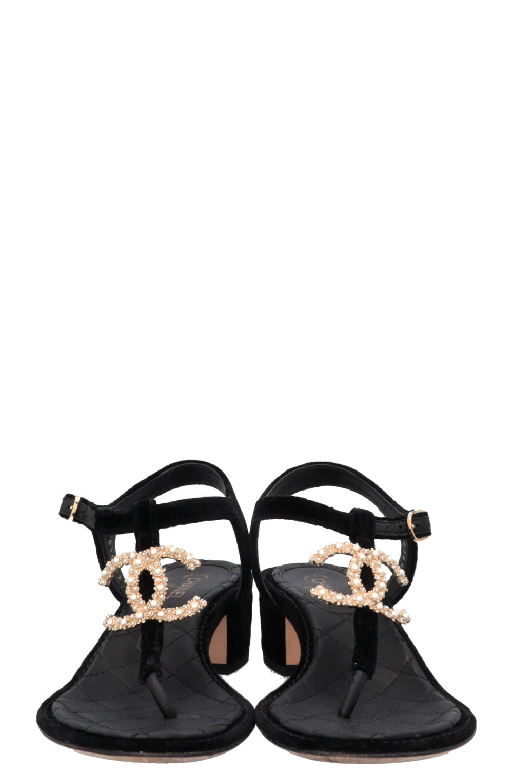 CHANEL CC Heels Velvet Black