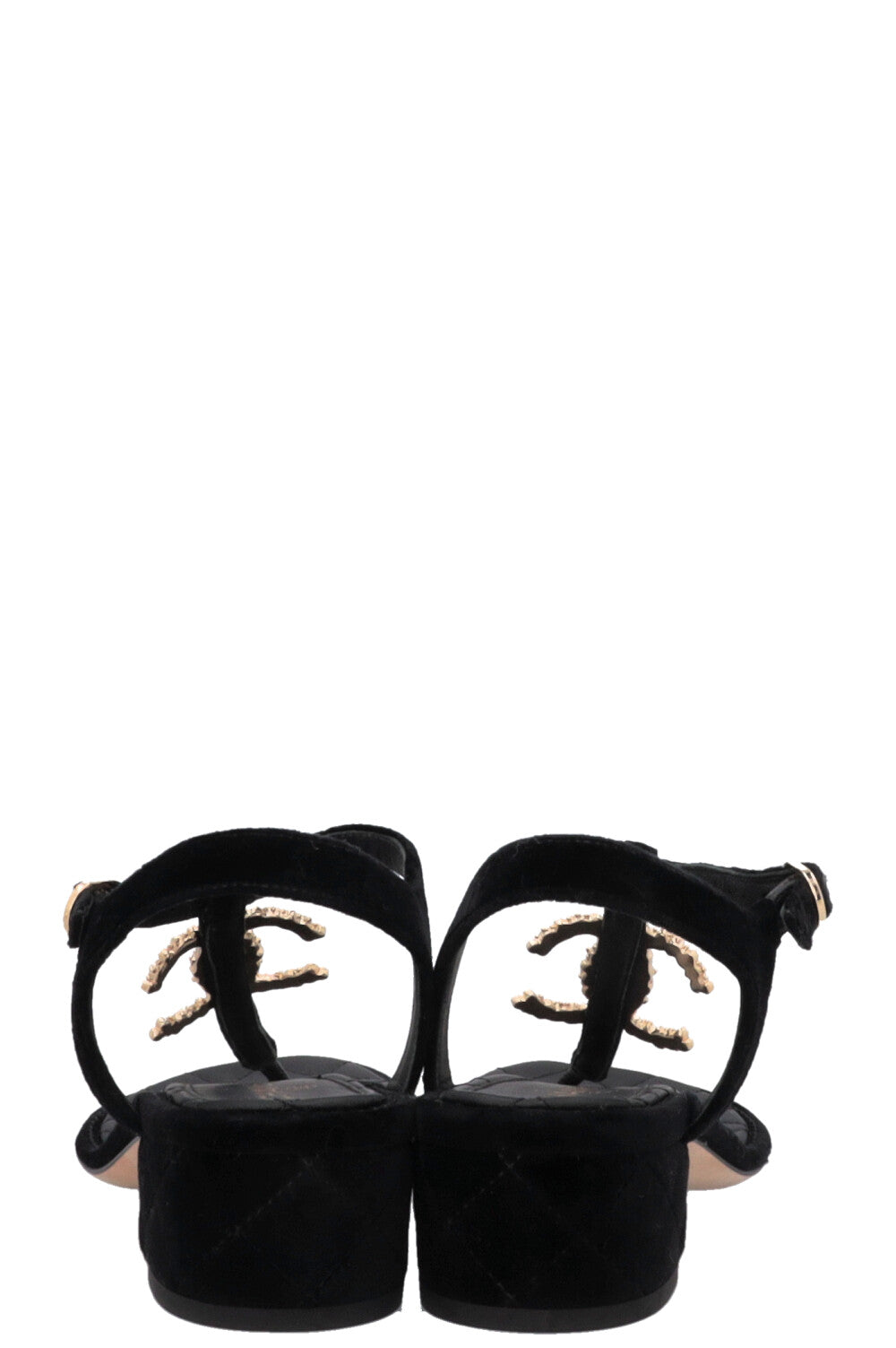 CHANEL CC Heels Velvet Black