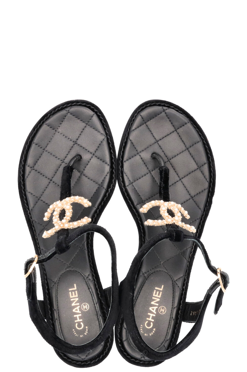 CHANEL CC Heels Velvet Black